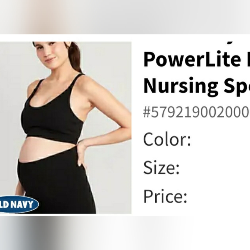 Old Navy Active PowerLite Racerback nursing Sports Bra XXL Black